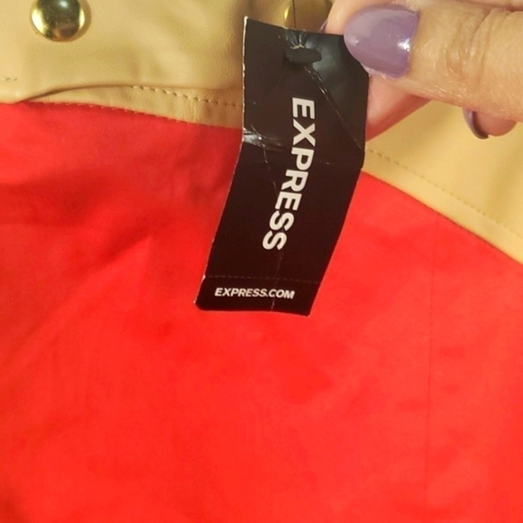 NWT Express Size 12 Red Tan Mini Skirt | High Rise Multicolor Workwear - Picture 4 of 15